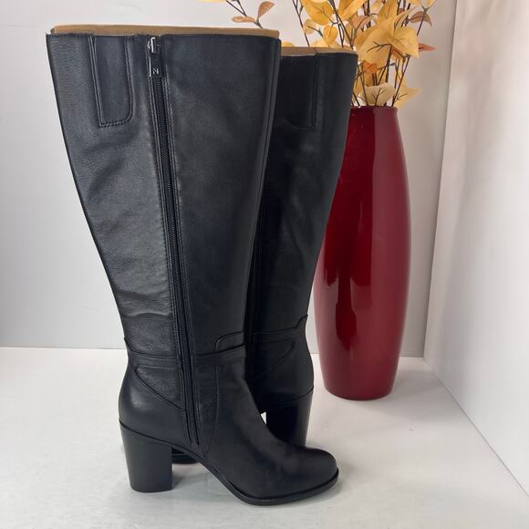 Naturalizer Kalina Knee High Wide Calf Boot Zip Block Heel Black Women's 6M - Picture 5 of 10